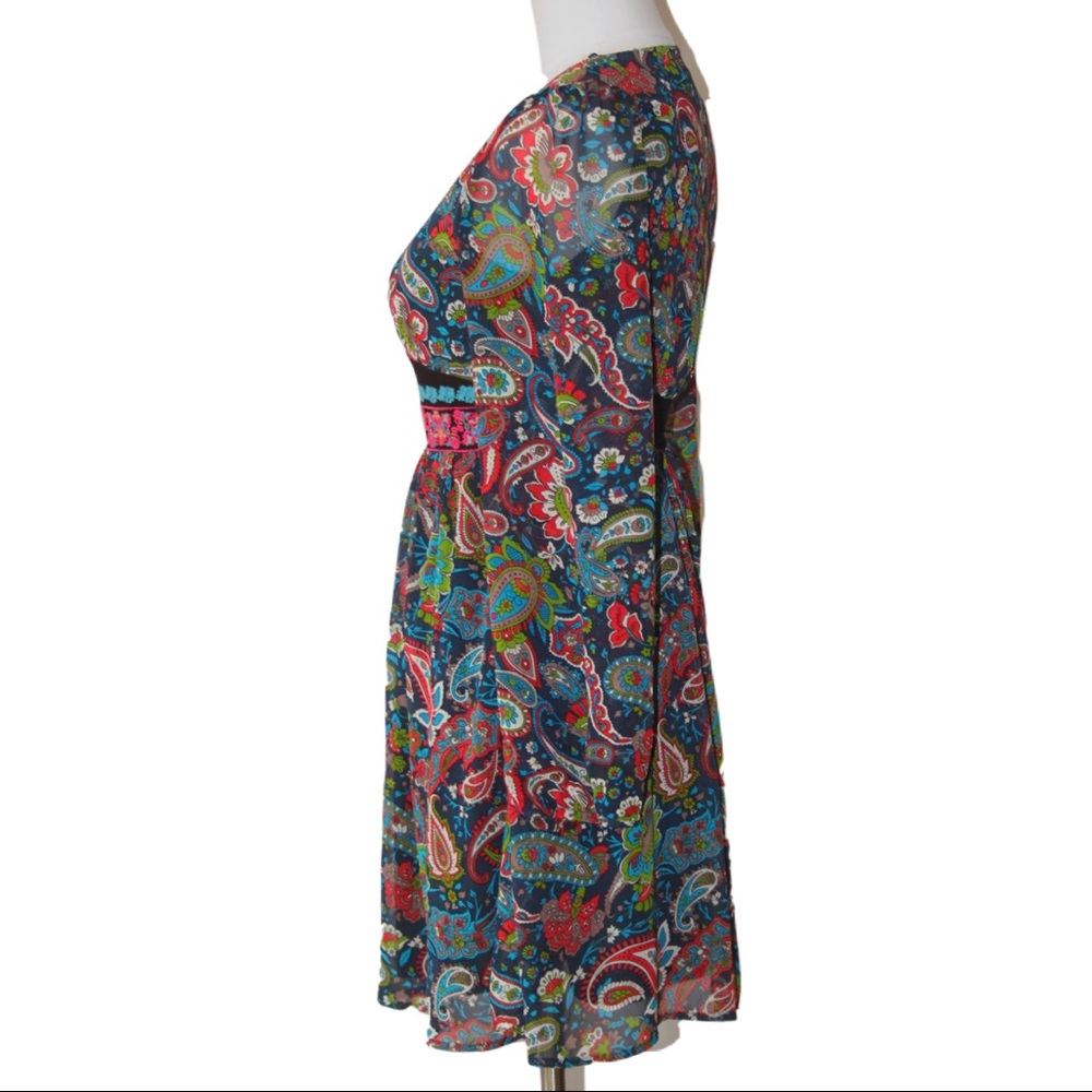 NWT Flying Tomato Boho Paisley VNeck Tunic Dress S - Picture 2 of 16